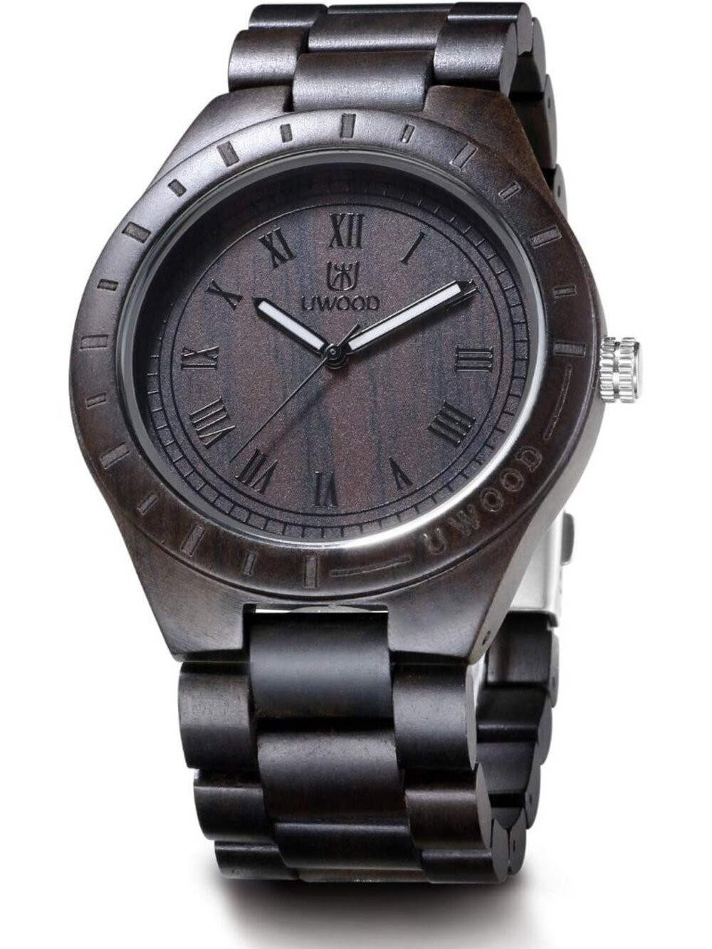 Men's Black Handmade Sandalwood Analog Quartz Vintage Unique Wrist Wooden Watch